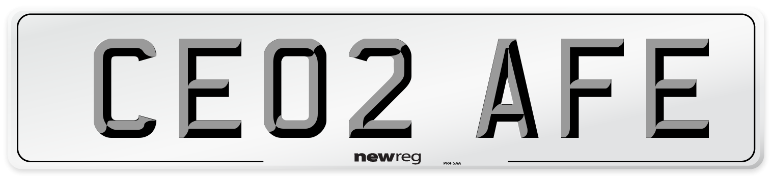 CE02 AFE Number Plate from New Reg